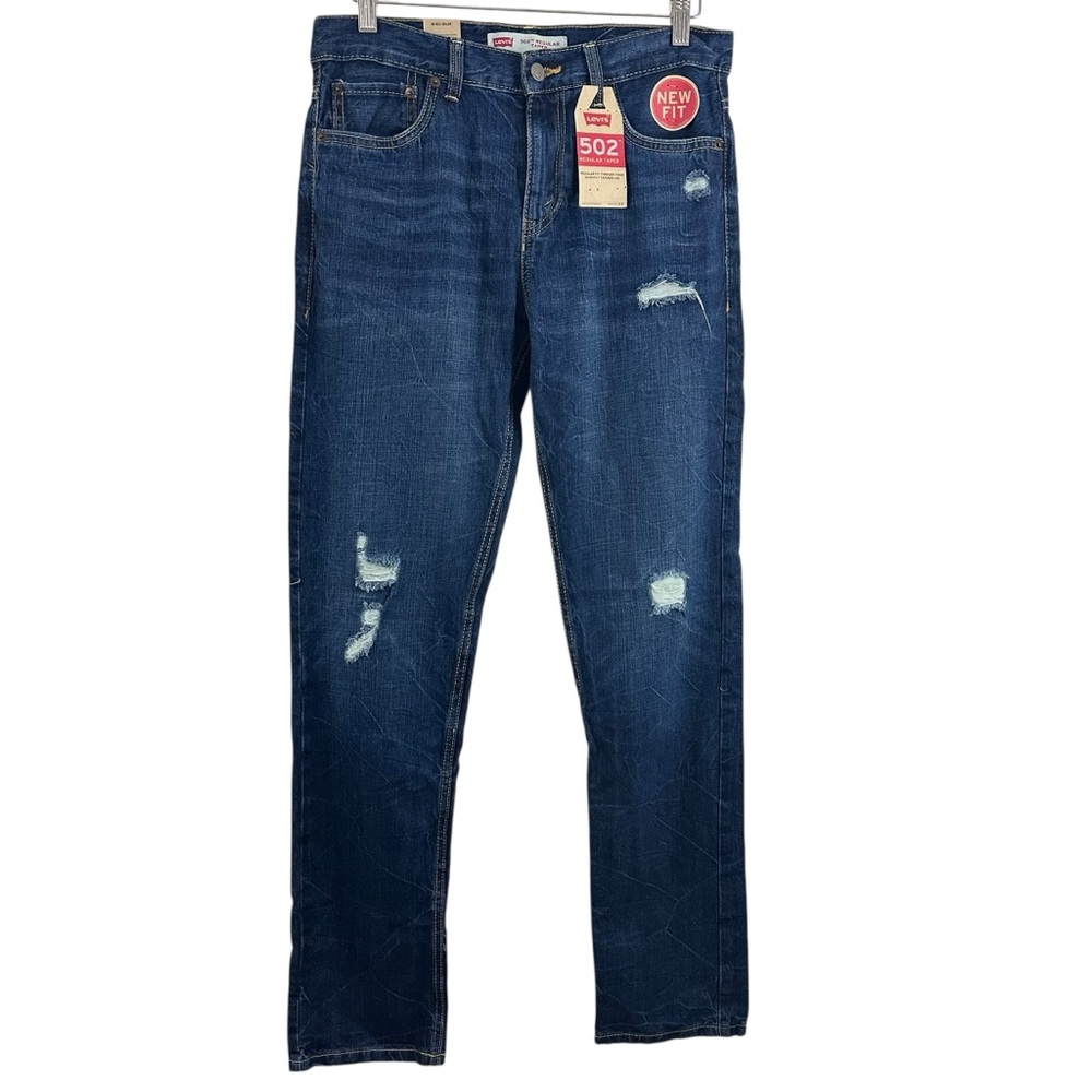 NWT LEVI'S 502 TAPER FIT MEN'S DISTRESSED BLUE SIZE 29